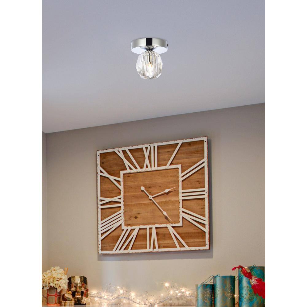 Left. Elegant Lighting - Eren 1 light chrome flush mount - Chrome.
