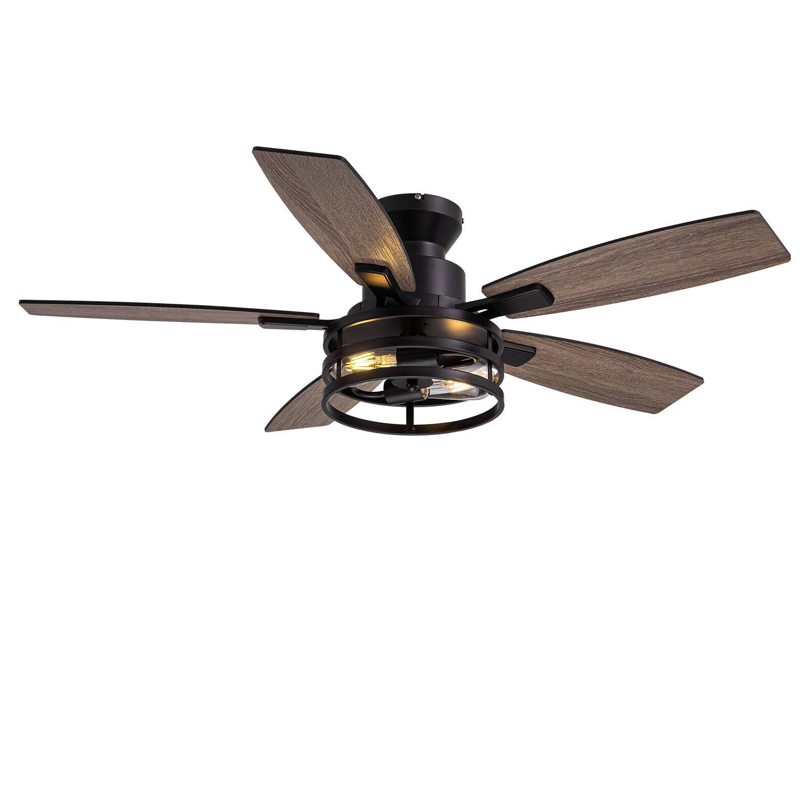 Alt View 9. Siljoy - 46 Inch Farmhouse Flush Mount Ceiling Fan with Lights and Dual Blades for Patio Bedroom and Living room - Black.