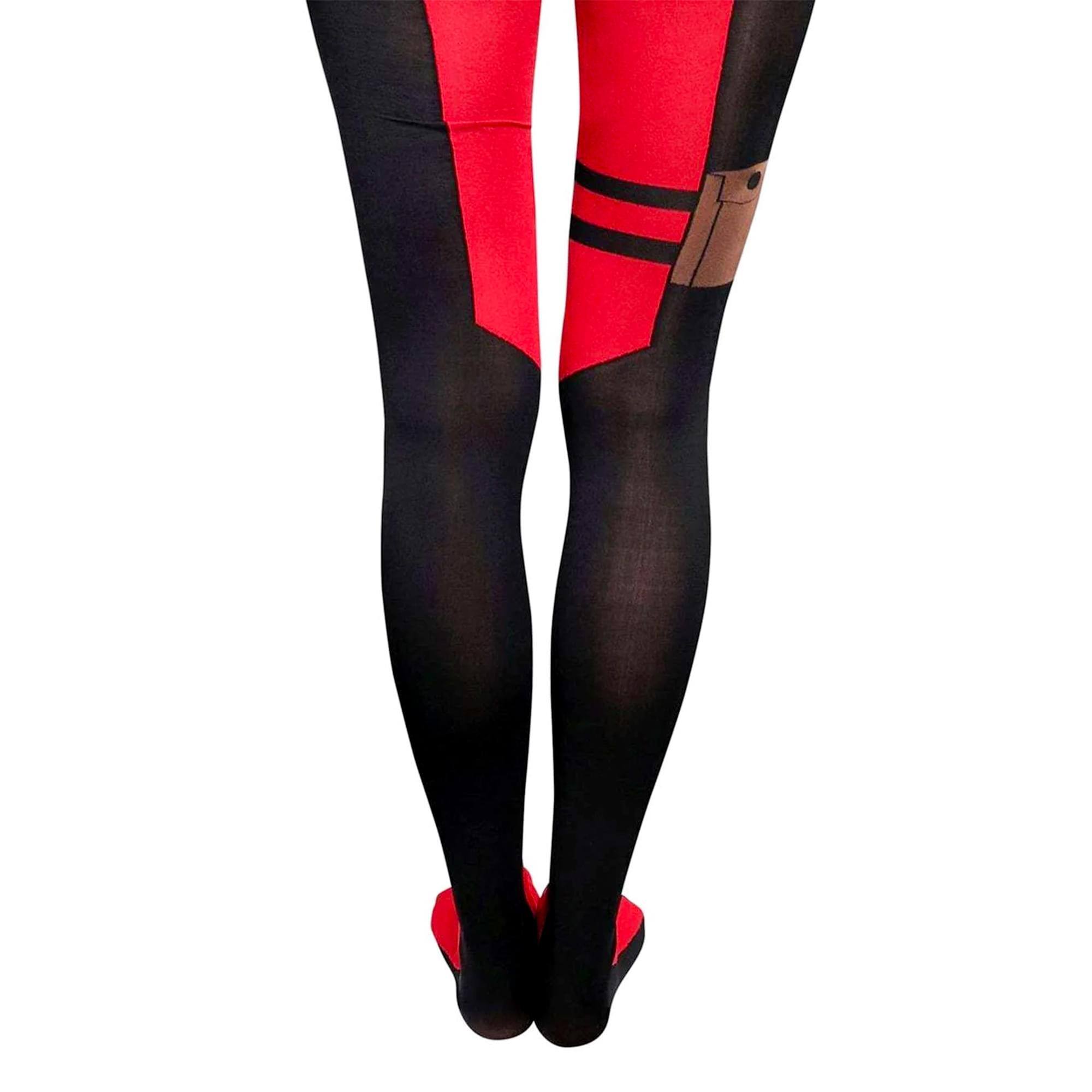 Alt View 10. Bioworld - Marvel Deadpool Women's Sheer Costume Tights - Red.