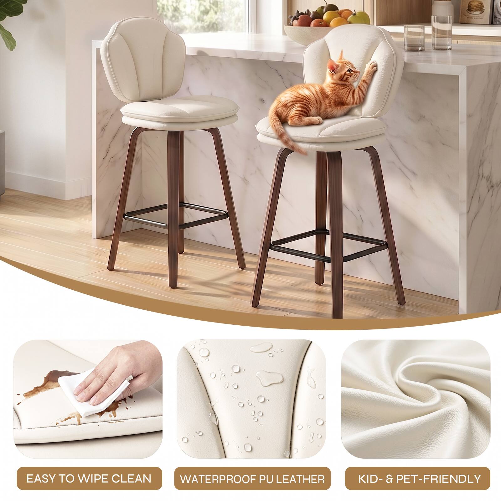 EASY TO WIPE CLEAN  
WATERPROOF PU LEATHER  
KID- & PET-FRIENDLY