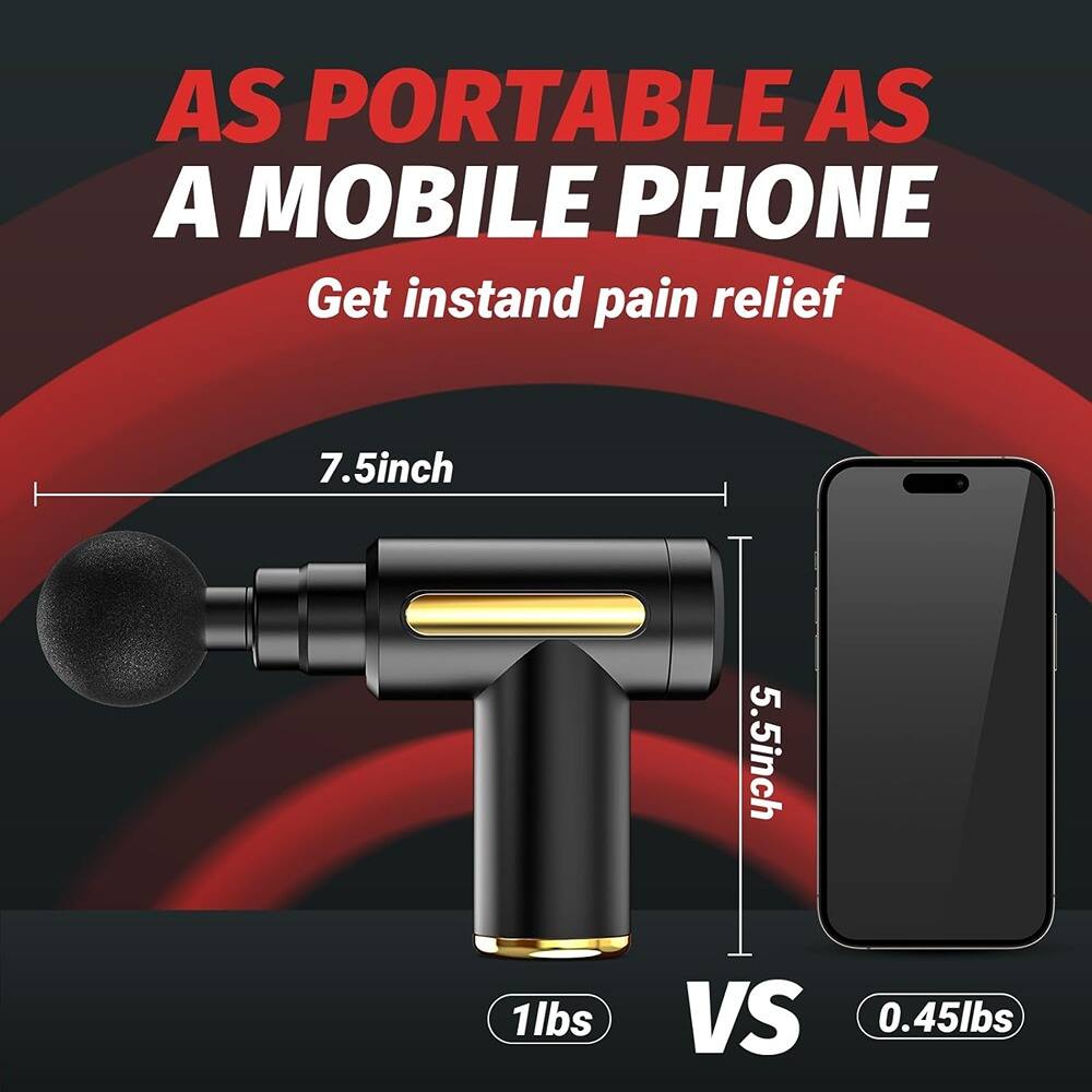 AS PORTABLE AS A MOBILE PHONE  
Get instant pain relief  

7.5inch  
5.5inch  
1lbs  
VS  
0.45lbs