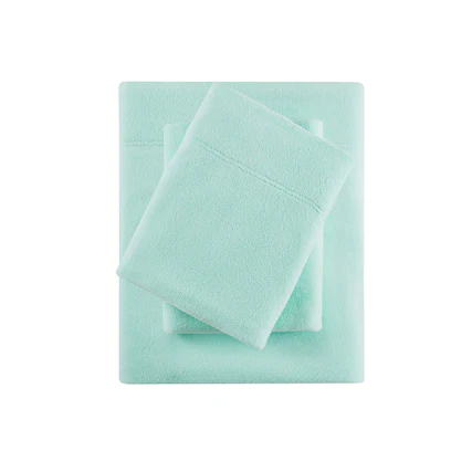 Front. Gracie Mills - Gracie Mills Lenora Microfleece Cozy Sheet Set - Aqua.
