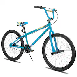 HILAND - 24 Inch BMX Bike for Teenager and Adult, Beginner-Level BMX with 2 Pegs, Bicycles for Men and Women - Blue