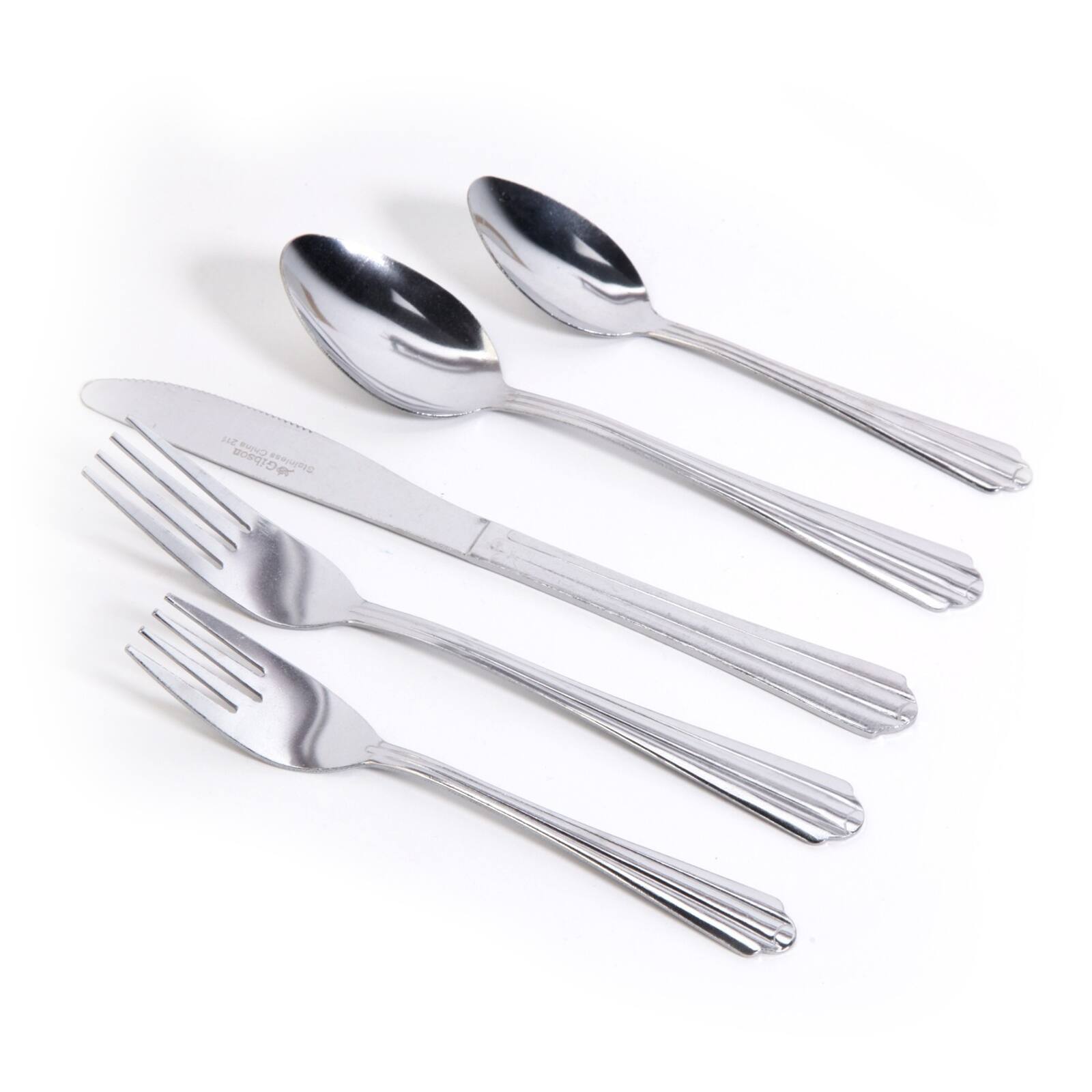 Alt View 2. Gibson - Gibson Home Classic Canberra 45 Piece Stainless Steel Flatware Set - Silver.