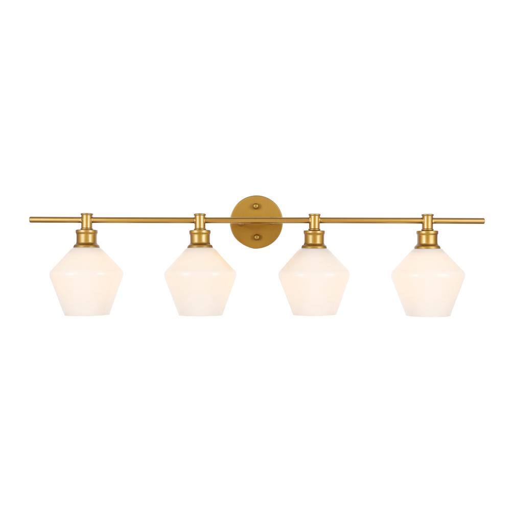 Alt View 1. Living District - Gene 4 light Brass and Frosted white glass Wall sconce - Brass And Frosted White Glass.