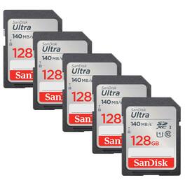 SanDisk - Ultra 128GB SDXC UHS-I Class 10 Memory Card - 5 Pack