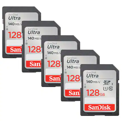 SanDisk Ultra 140 MB/s
SanDisk Ultra 128 140 MB/s
SanDisk Ultra 128 140 MB/s
SanDisk Ultra 128 140 MB/s
SanDisk Ultra 128 SP 140 MB/s XC
San 128 GB SanDisk