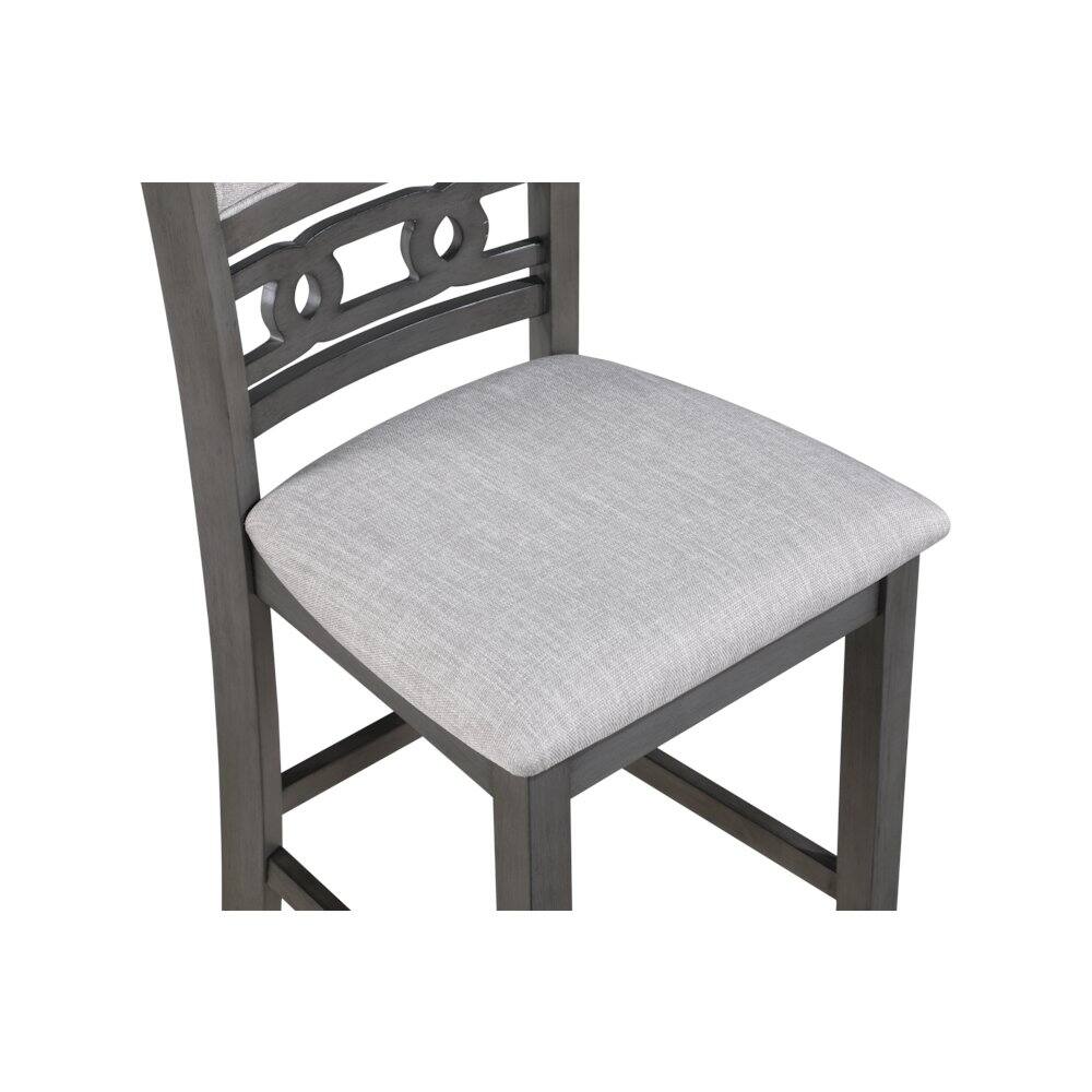 Alt View 9. New Classic Furniture - Gia 3-Piece 42" Wood Counter Drop Leaf Table Set - Grey.