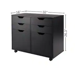 FurniFact - Home Office Cabinet with Drawers, Rolling File Cabinet for Home Office - Black