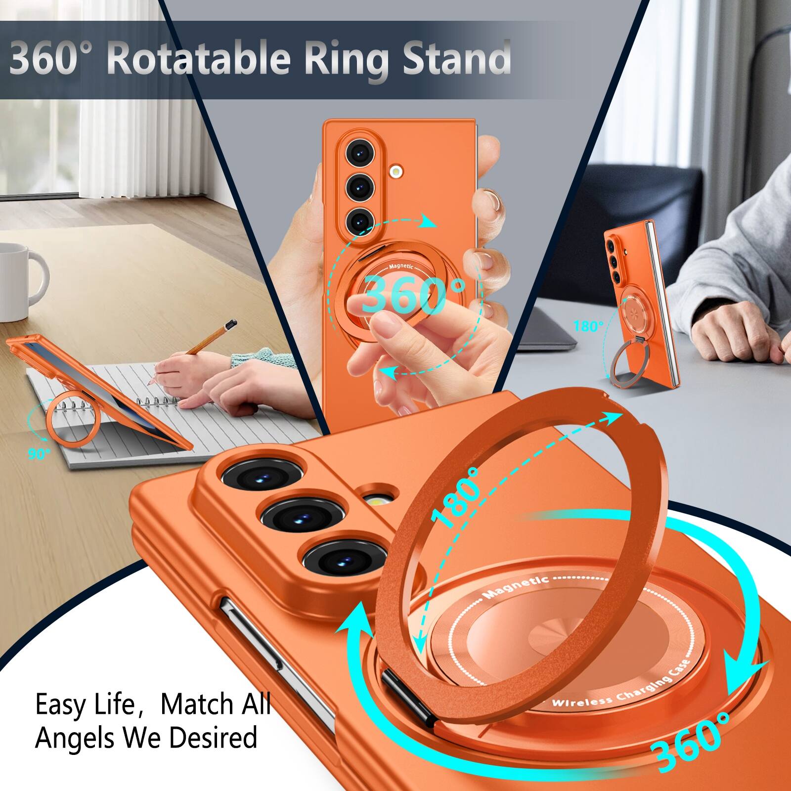 360° Rotatable Ring Stand

Easy Life, Match All Angels We Desired

Wireless Charging Case