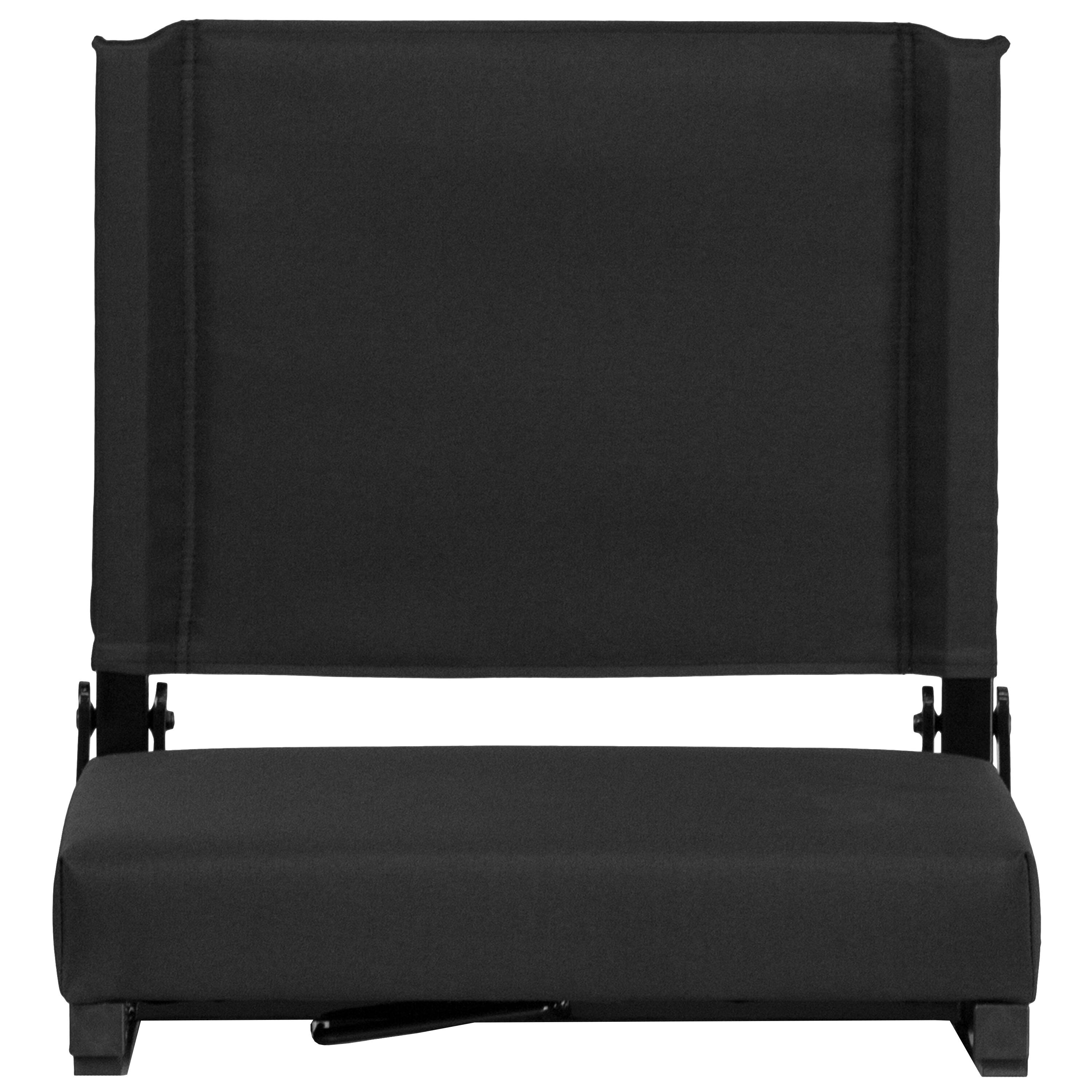 Alt View 7. Emma + Oliver - 500 lb. Rated Lightweight Stadium Chair with Handle & Ultra-Padded Seat - Black.