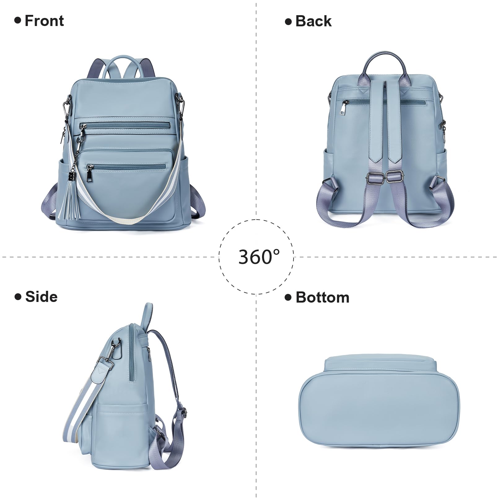 Alt View 3. Pacoar Cade - Womens Backpack Purse Vegan Leather Large Travel College Shoulder Bag With Tassel - 1-black Fine Lines.