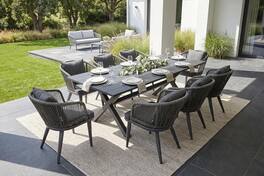 PURPLE LEAF - 7/9/11 Pieces Patio Dining Set Wicker Outdoor Furniture Table and Chairs Set for Garden Grey-Finish Aluminum Frame Set - Grey-Rectangular-9 Pcs