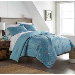 Shavel Home Products - Seersucker Comforter Set, Twin - Sea shells