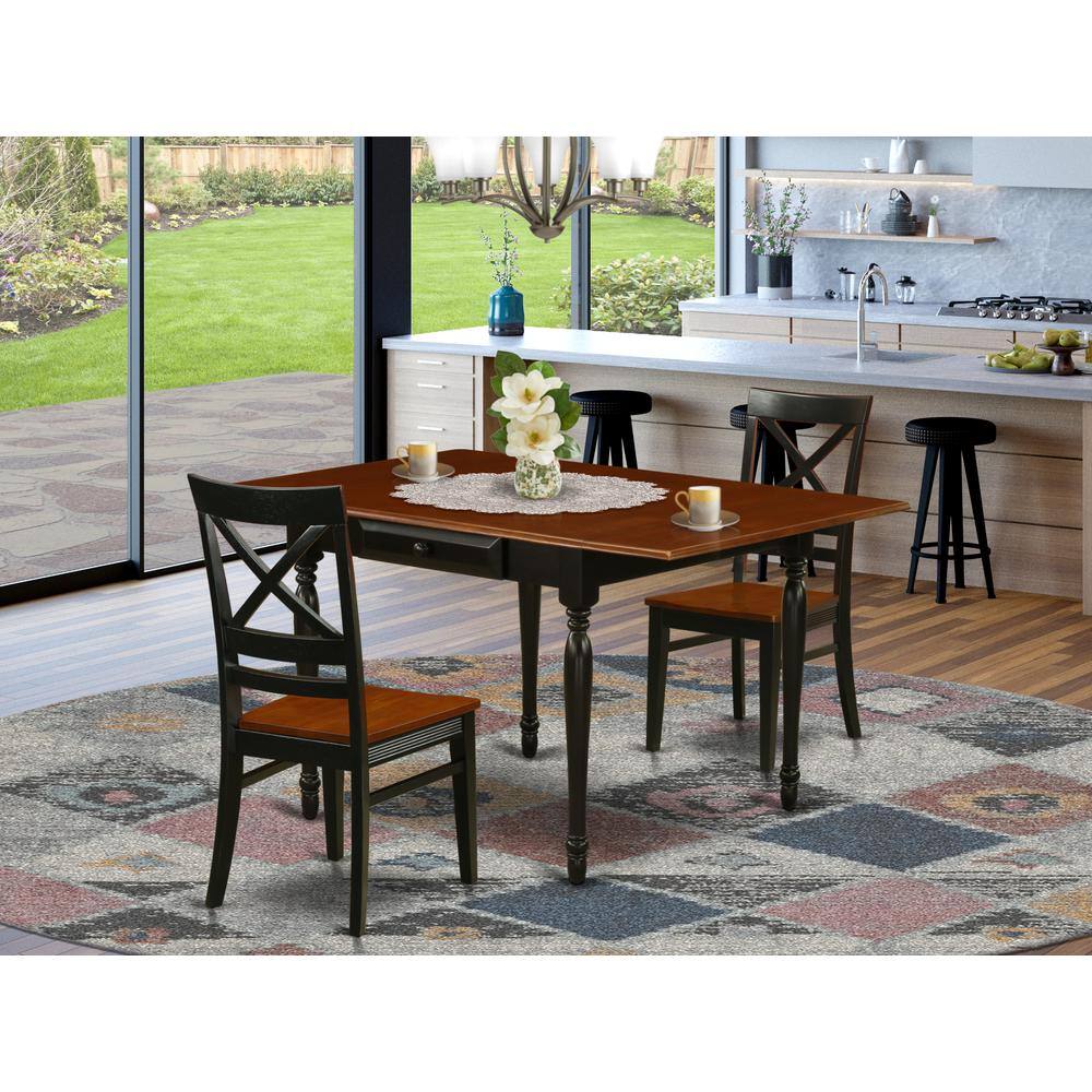 Angle. East West Furniture - Dining Room Set Black & Cherry - Brown.