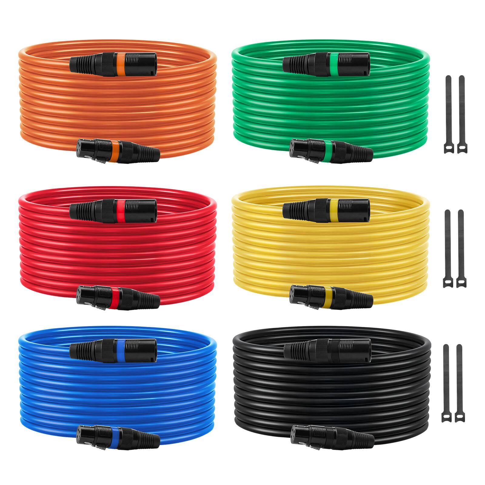 Alt View 4. VEVOR - XLR Cable 20 ft, 6 Pack, Shielded Balanced DMX Male to Female Microphone Cables, 3-Pin XLR Mic Speaker Cord Wires - Colorful.