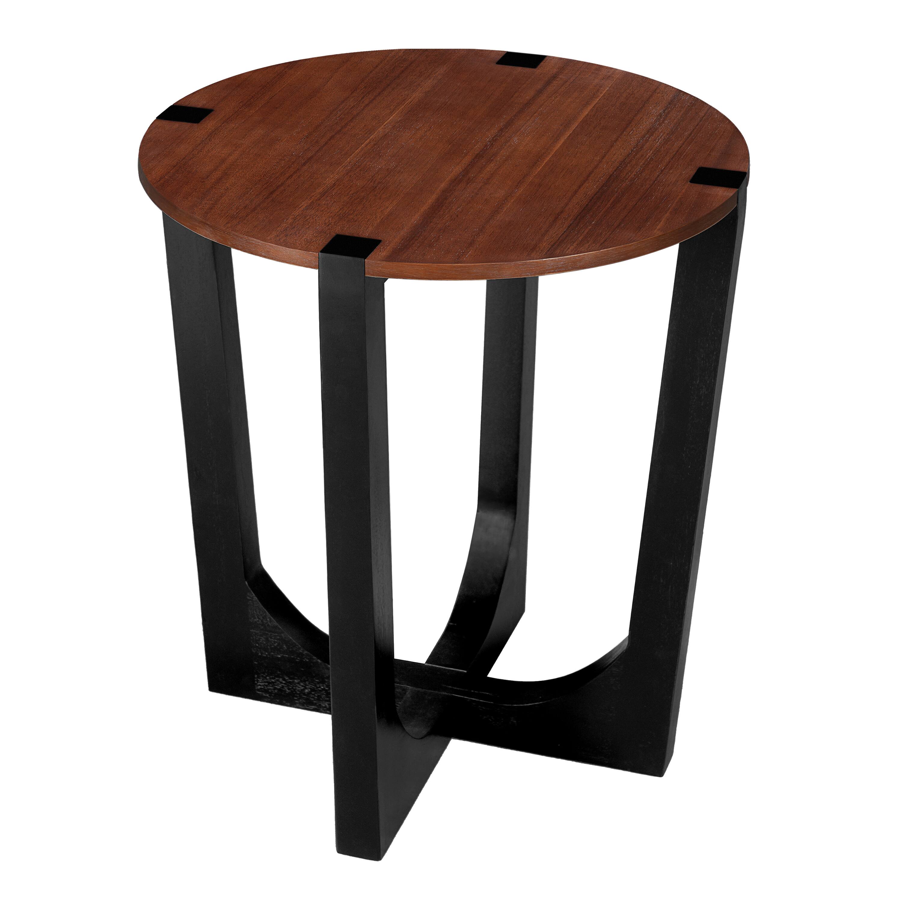 Alt View 1. APRILSOUL - Acacia Solid Wood Side Table Brown Black Color - Brown+Black.