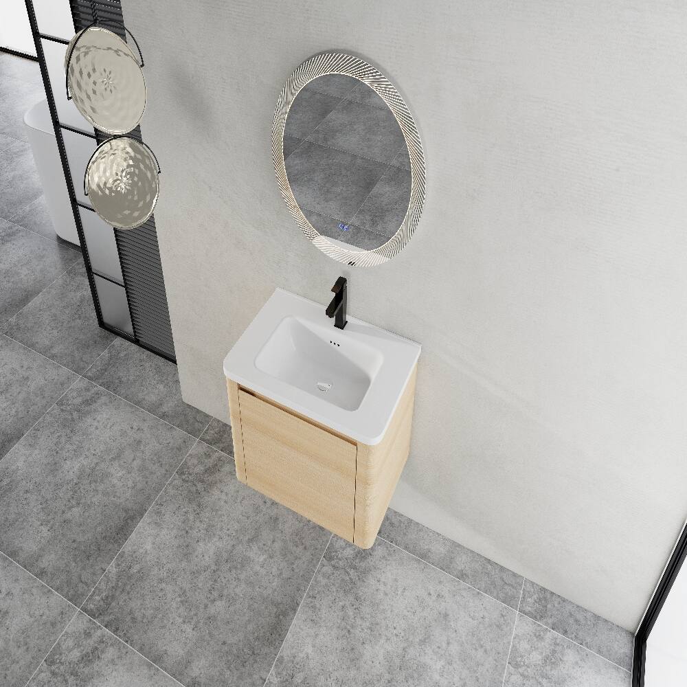 Back. Loheer - Loheer 28 inch wall mounted bathroom vanity American White Oak - American White Oak.