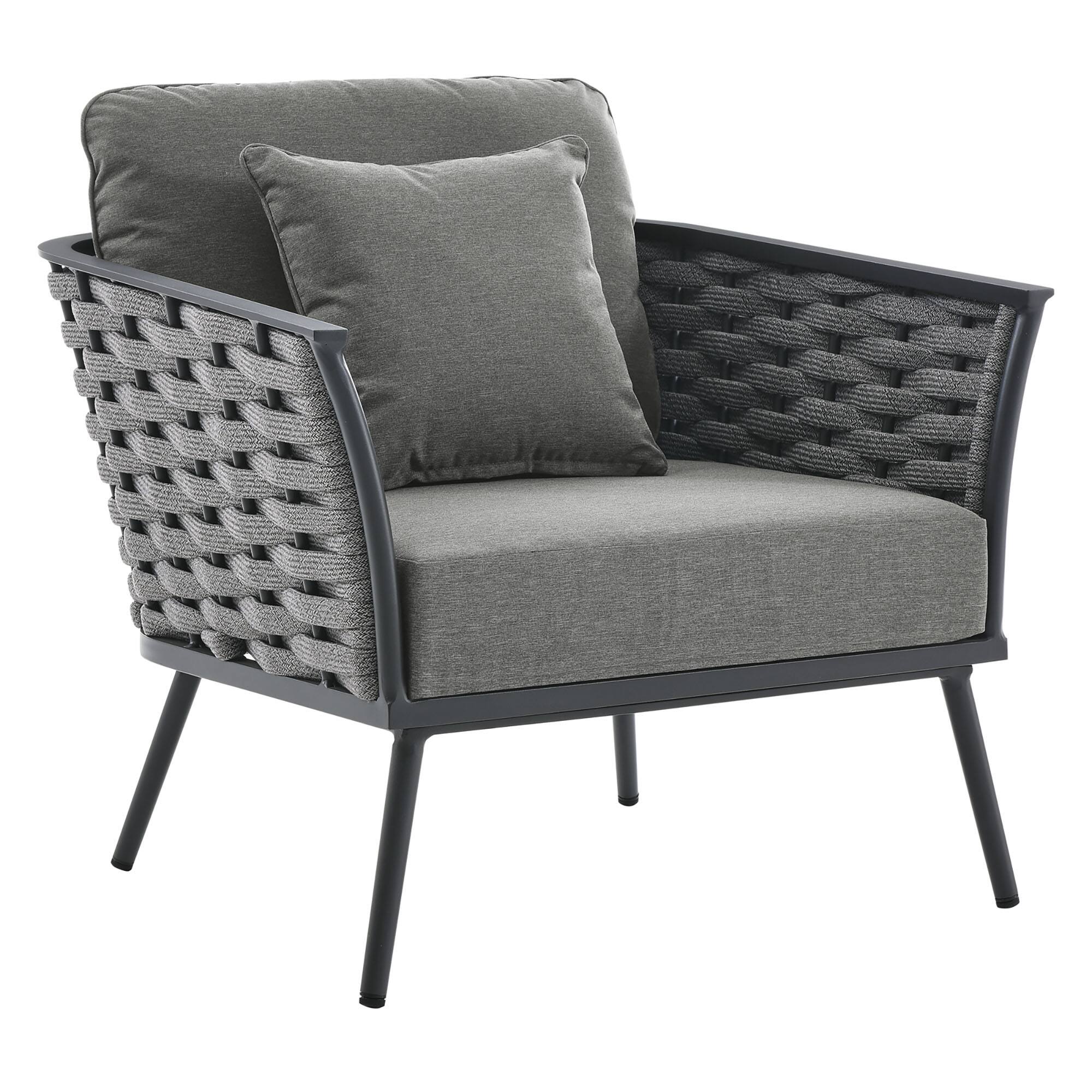 Angle. Modway - Stance Outdoor Patio Aluminum Armchair by Modway - Gray Charcoal.