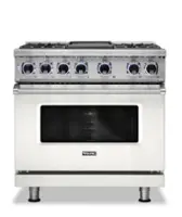 Viking - 36"W./24"D. Dual Fuel Sealed Burner Range-4 Burners/Griddle-Pure White - Pure White - Front_Zoom