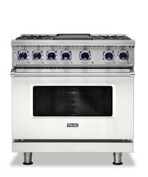 Viking - 36"W./24"D. Dual Fuel Sealed Burner Range-4 Burners/Griddle-LP - Pure White - Front_Zoom