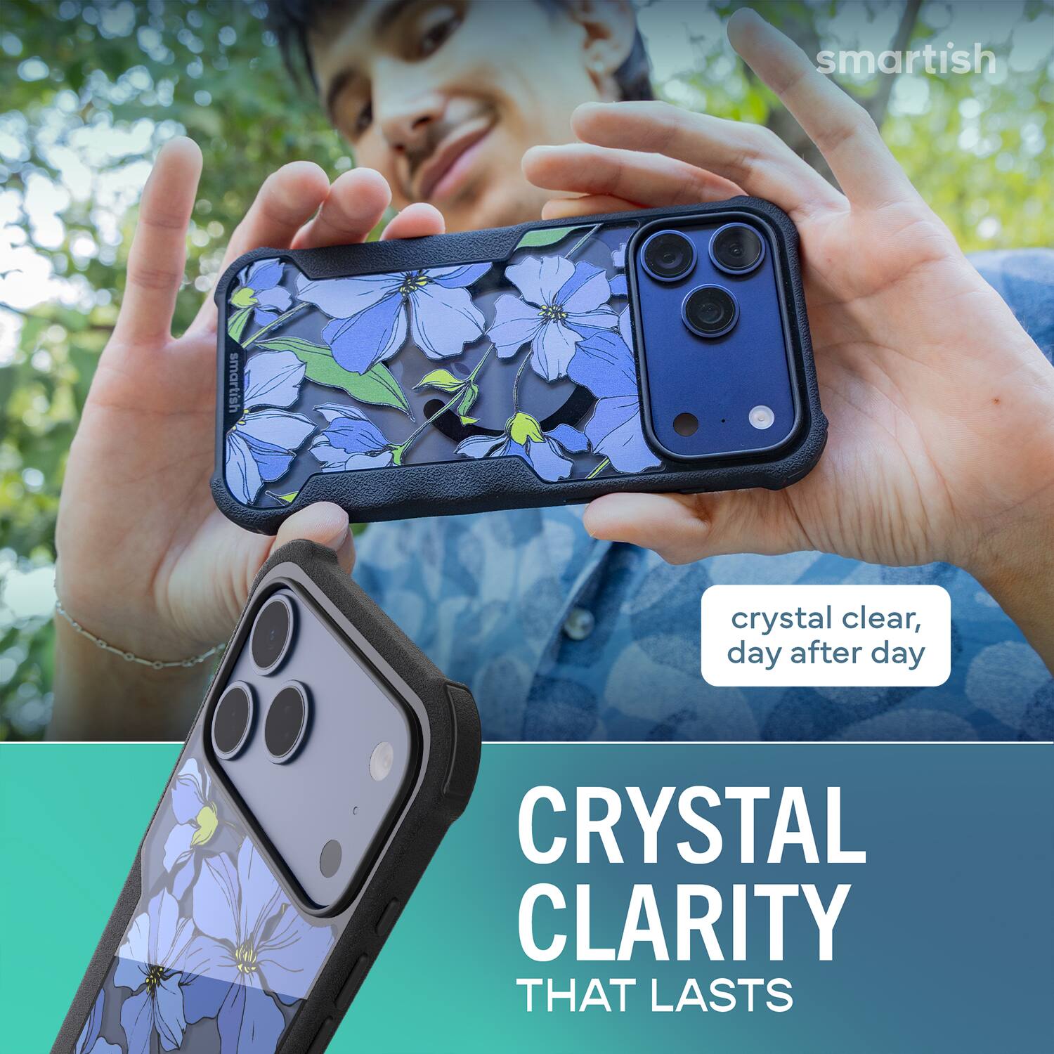 smartish  
smartish  
crystal clear, day after day  
CRYSTAL CLARITY THAT LASTS