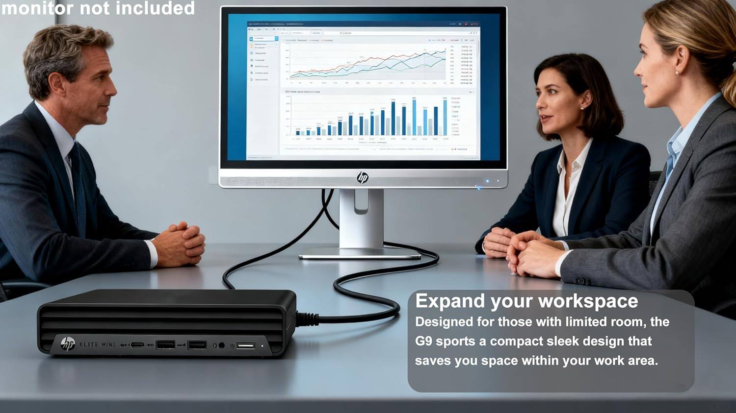 monitor not included

Expand your workspace  
Designed for those with limited room, the G9 sports a compact sleek design that saves you space within your work area.