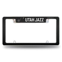 Rico Industries - Utah Jazz NBA Chrome Metal License Plate Frame with Carbon Fiber Design - Multi