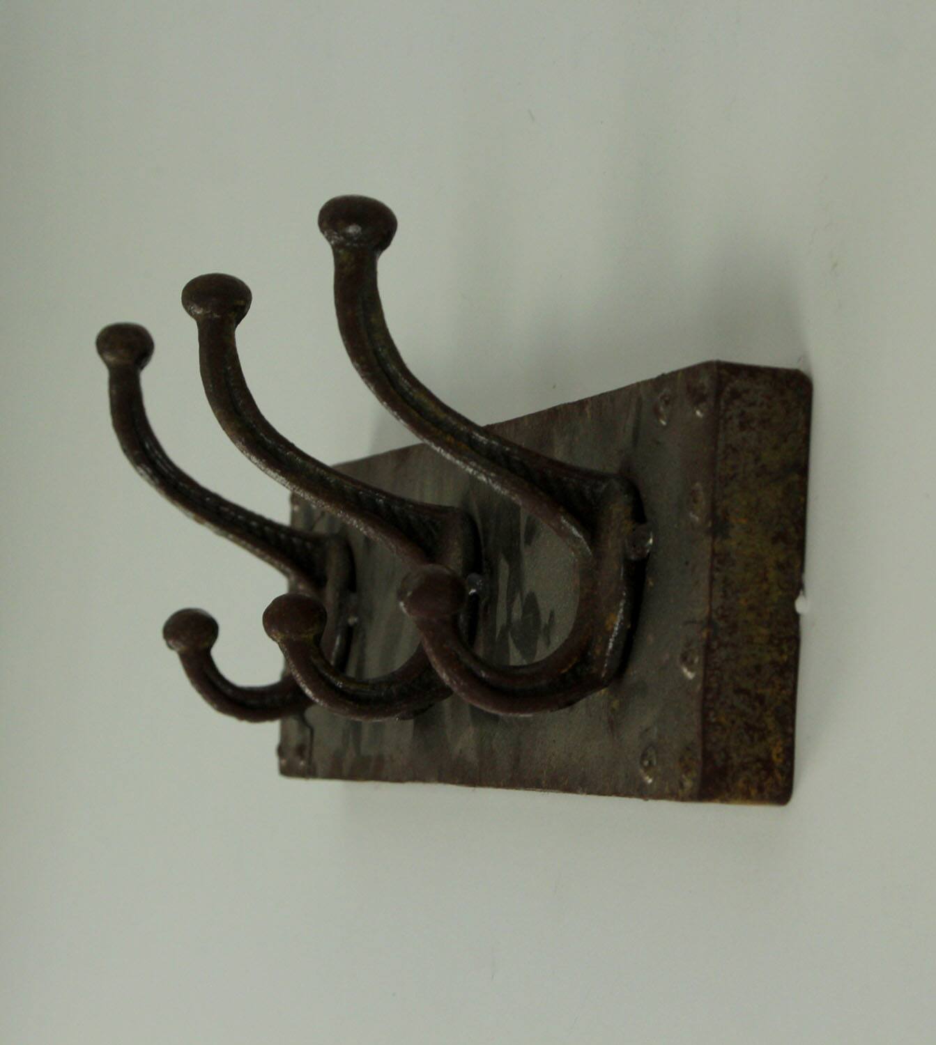 Alt View 1. Upper Deck - Faux Aged Steel Finish Industrial Style Triple Metal Wall Hook, Gold - Gold.