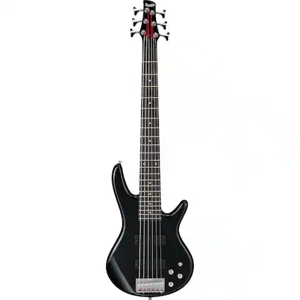 Front. Ibanez - Ibanez GIO Series GSR206 Electric Bass Guitar, Rosewood Fretboard, Black.