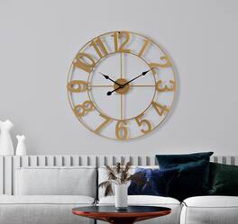 Sorbus - Large Wall Clock for Living Room Decor, 24 inch Wall Clock Decorative, Battery Operated Analog Large Clock - Gold