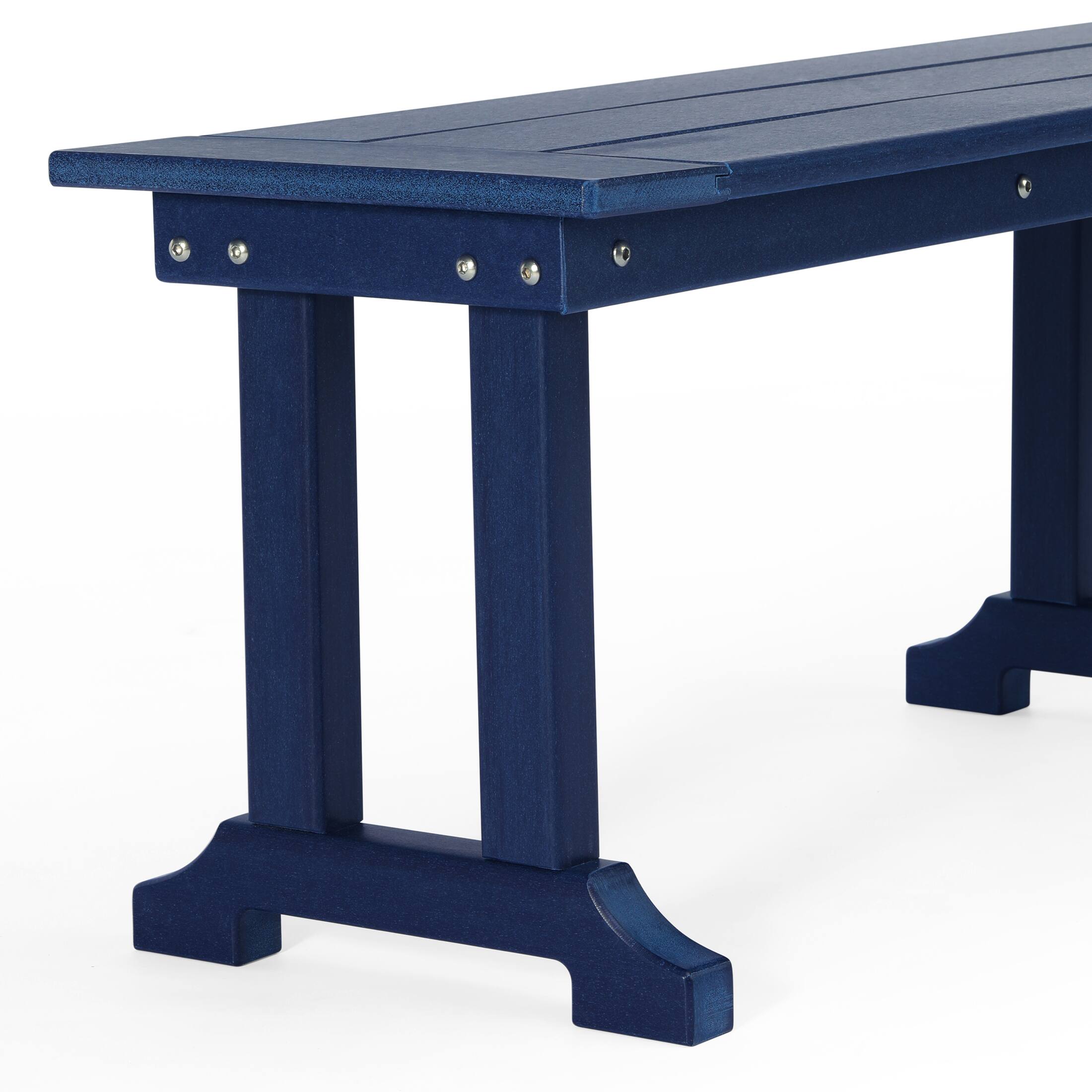 Alt View 3. WestinTrends - WestinTrends Malibu 65" Outdoor Patio Trestle Dining Bench - Navy Blue.