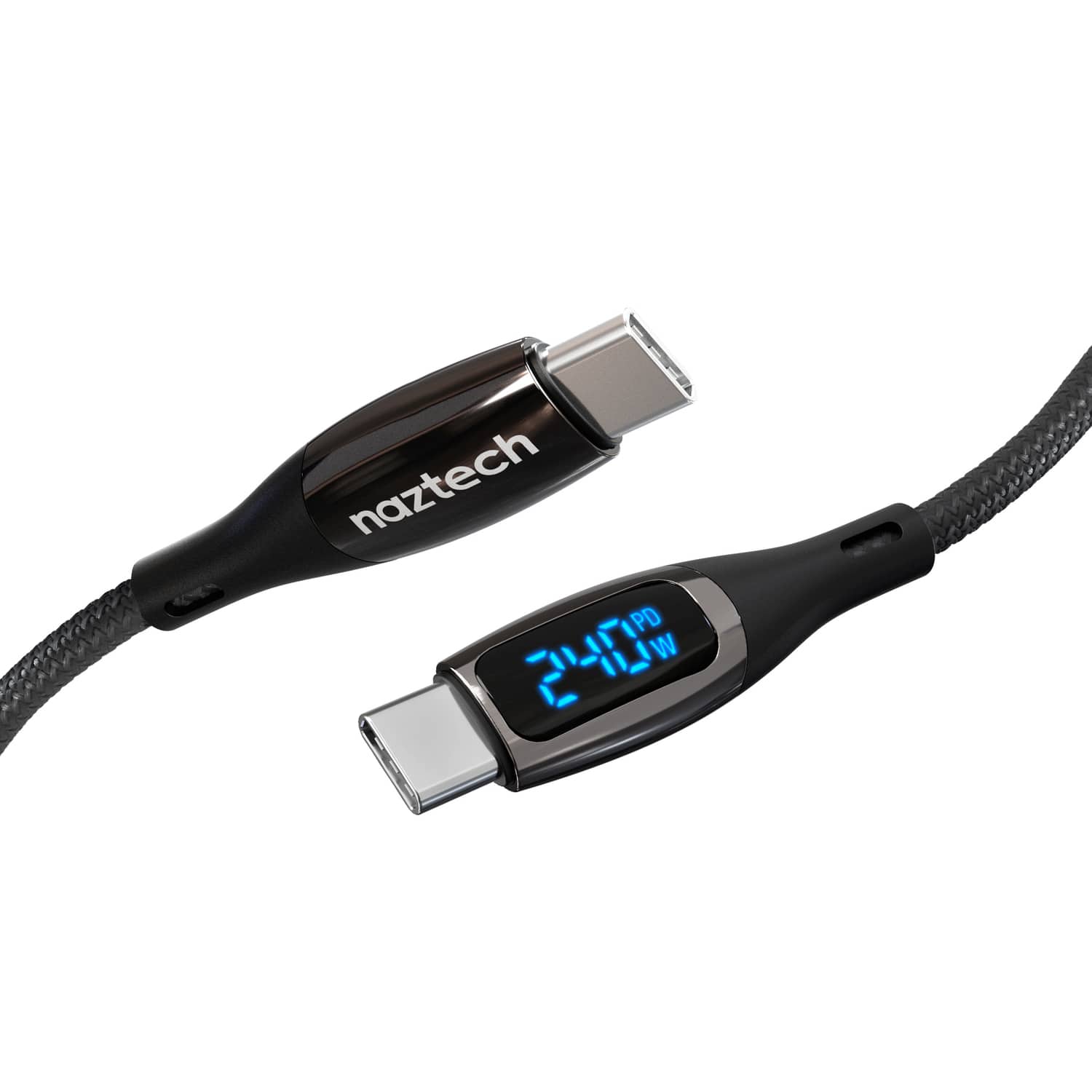 Naztech - 16104 DigiWATT USB-C to USB-C Digital LED Cable, (6 Ft.) - Black
