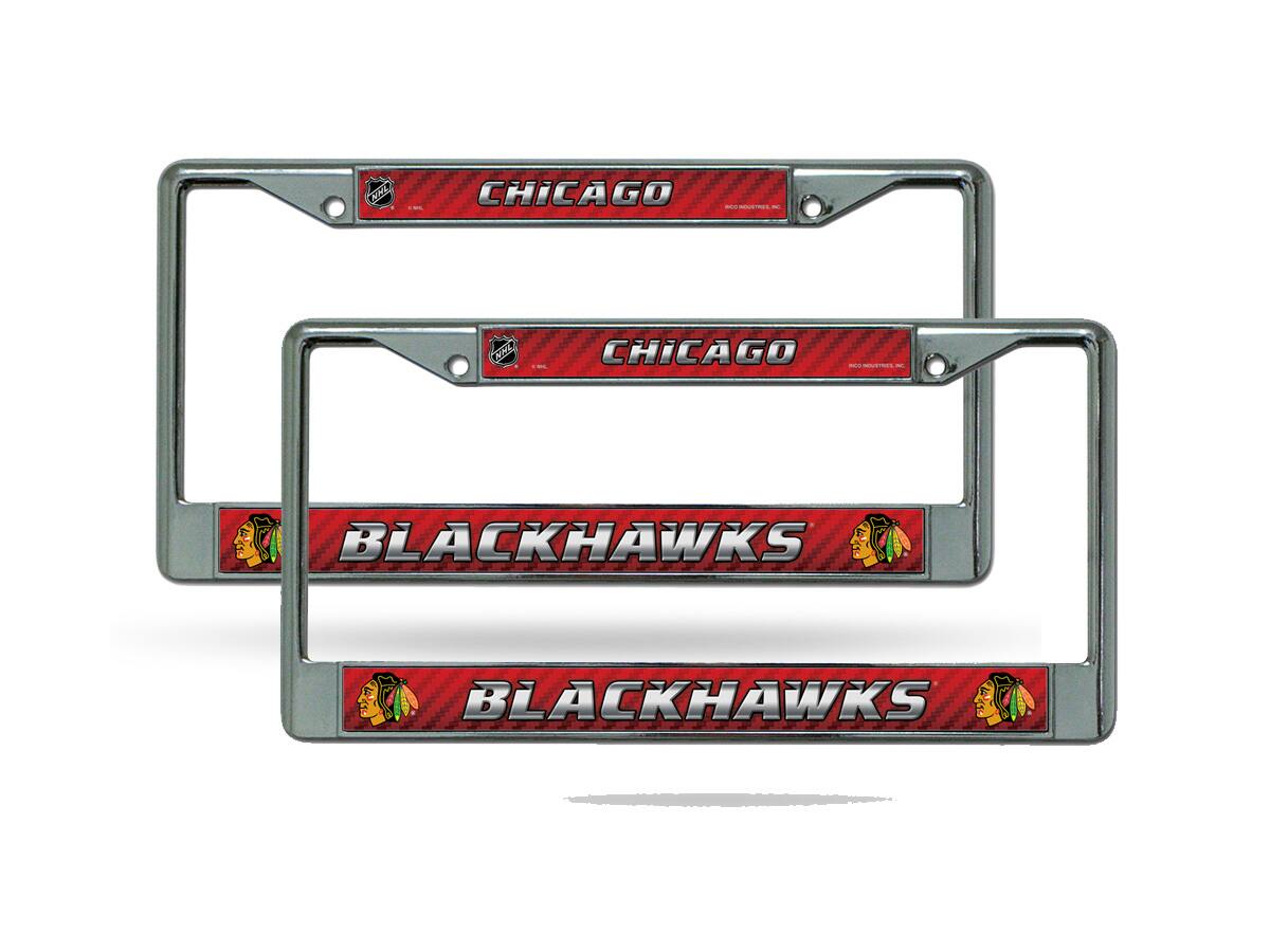 Chicago Hockey Blackhawks Chrome Metal License Plate Frame - Set of 2 Frames