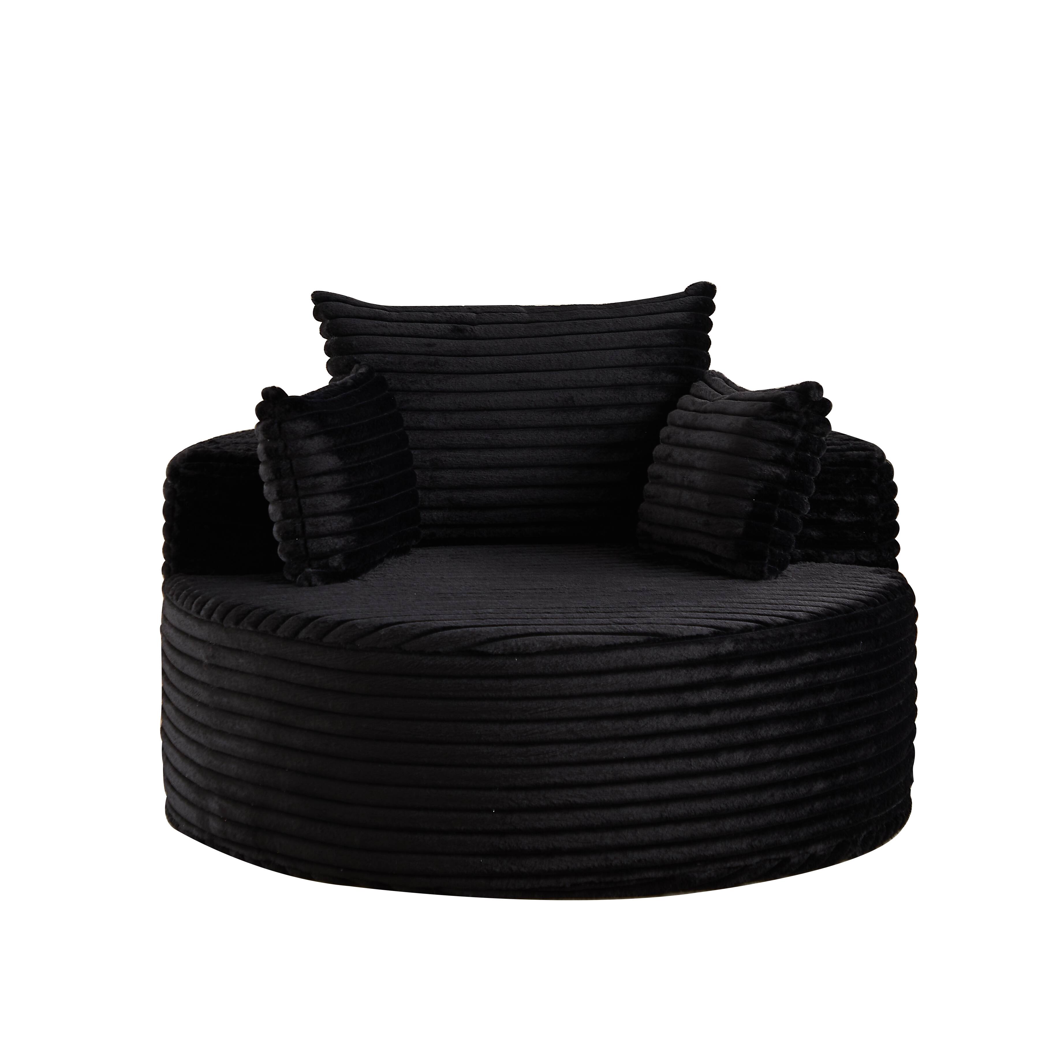 Left. COWLOWN - 50 Inch Fluffy Corduroy Sleeper Chair No Assembly Sofa Bed for Multi Room Use Black - Black.