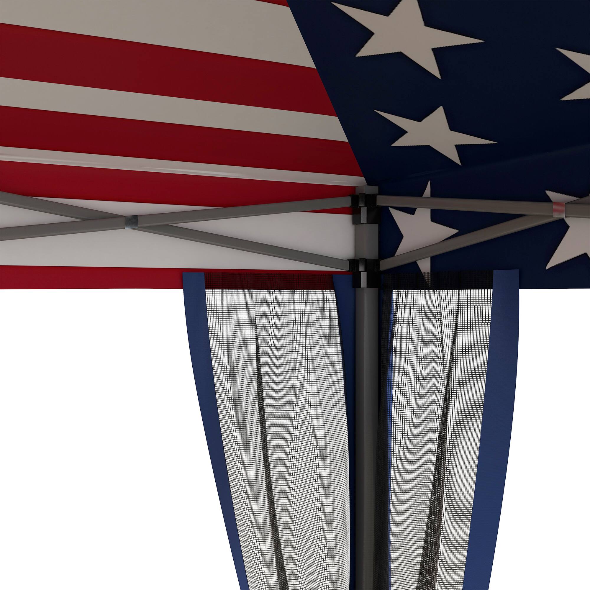 Alt View 7. Outsunny - 10' x 10' Pop Up Canopy Tent with Netting, Instant Gazebo, Screen House Room with Carry Bag, Height Adjustable - Blue and Red.