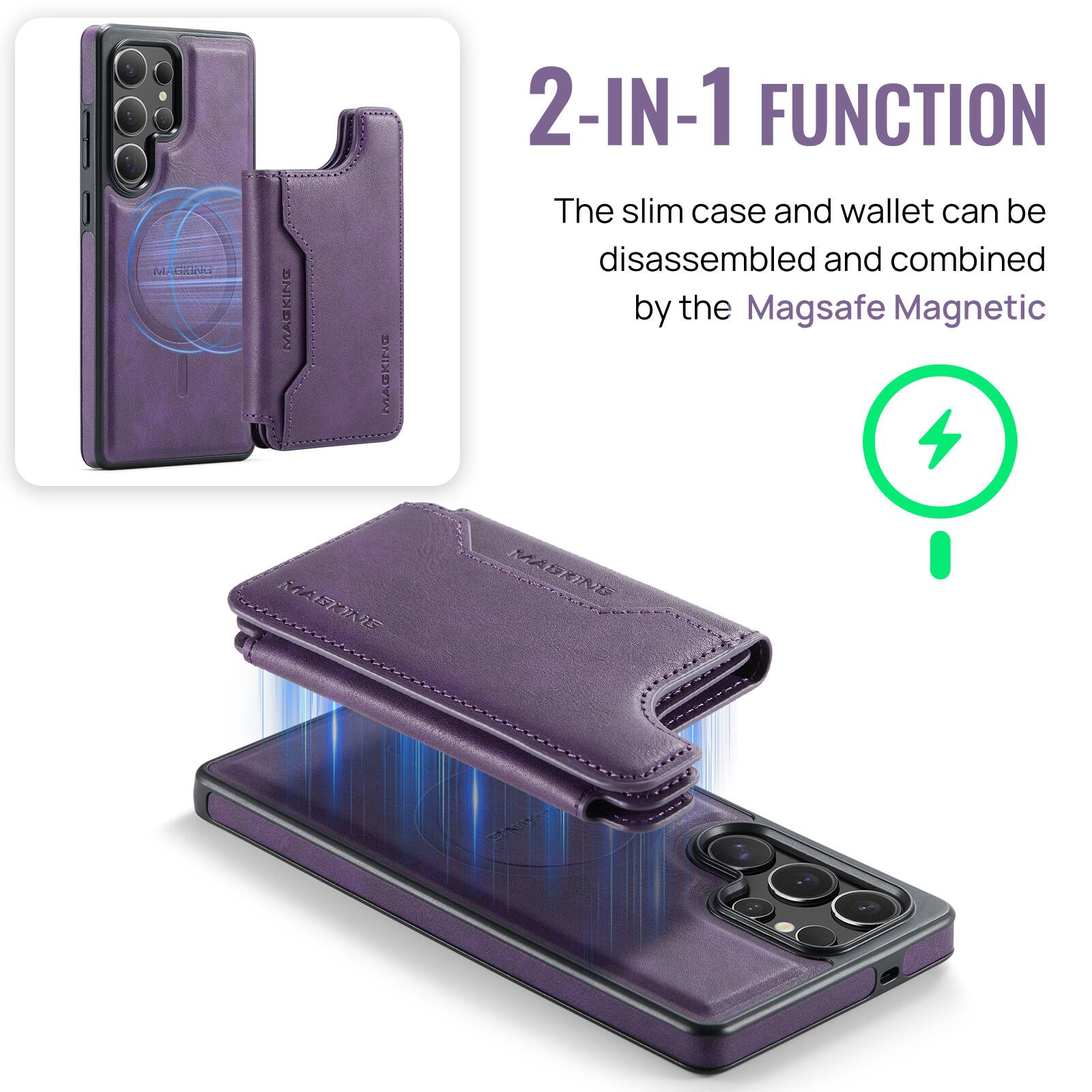 A C MASKING MAGKING 2-IN-1 FUNCTION

The slim case and wallet can be disassembled and combined by the Magsafe Magnetic