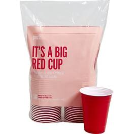 Perk - Plastic Cold Cup, 16 Oz., 50/Pack - Red