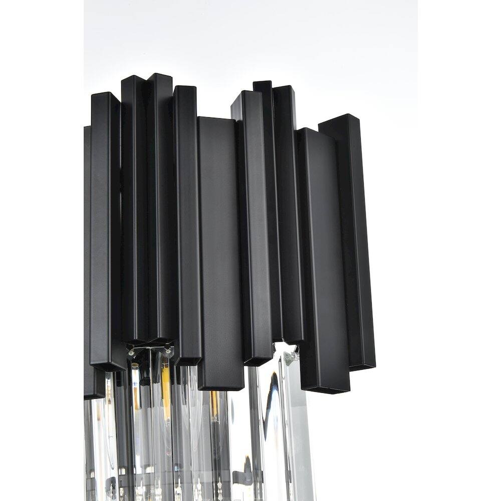 Alt View 2. Elegant Lighting - Willow 12 Inch Wall Sconce In Black - Black And Clear.