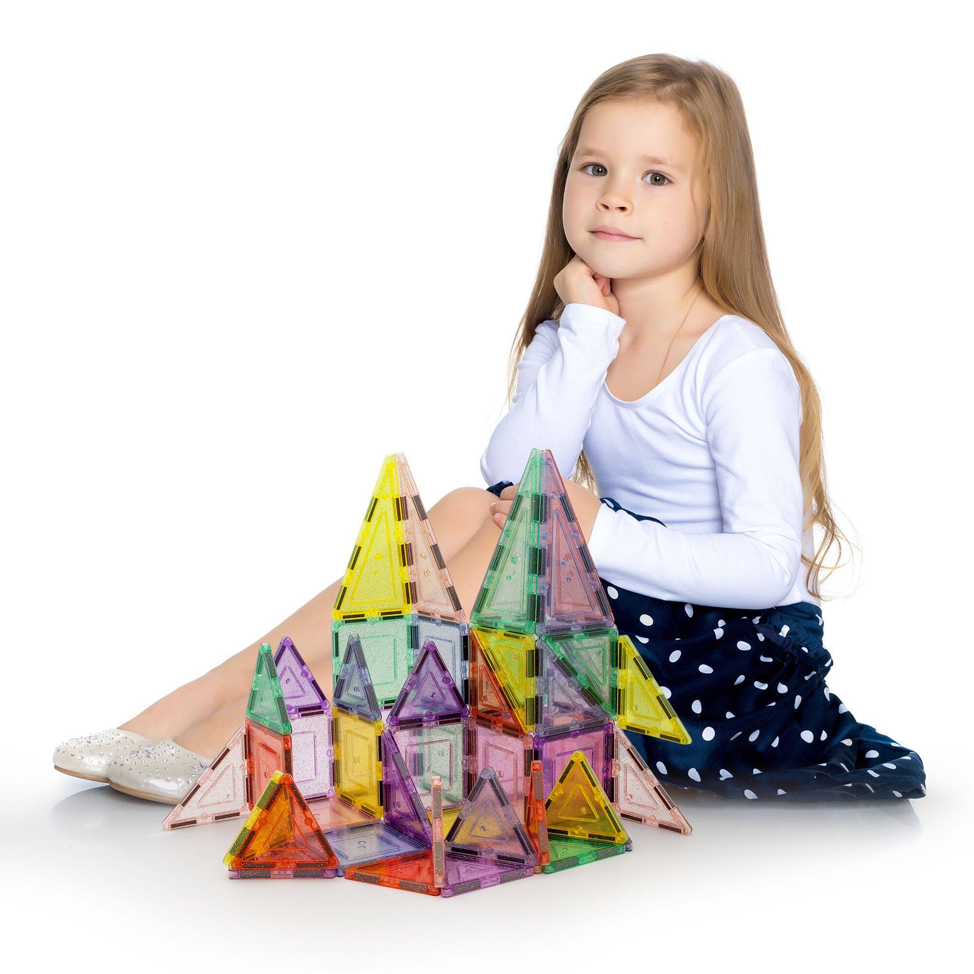 Alt View 7. PicassoTiles - PicassoTiles 48 PC Pastel Themed, Magnetic Tiles, Magnetic Building Blocks Toys for Boys & Girls 3+.