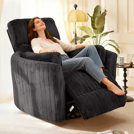 Aukfa - Swivel Rocking Glider Power Recliner Chair with 24" Wide Seat & Type-C & USB Ports - Black