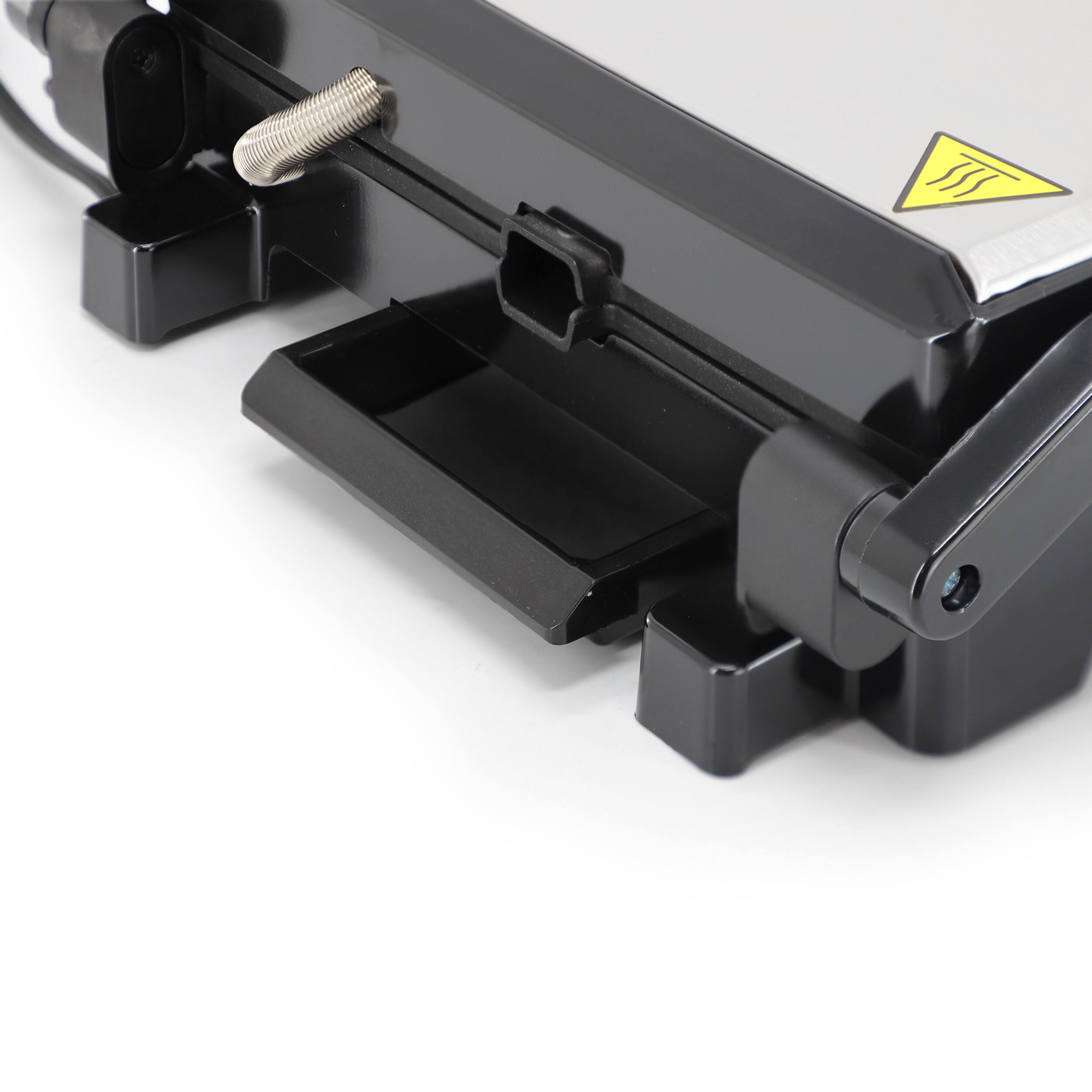 Alt View 5. MegaChef - MegaChef Electric Dual Plate Non-Stick Panini Grill Contact Press with Drip Tray - Silver.