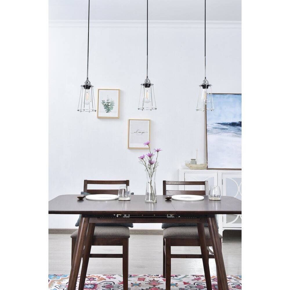 Angle. Living District - Auspice 3 Light Chrome Pendant - Chrome.