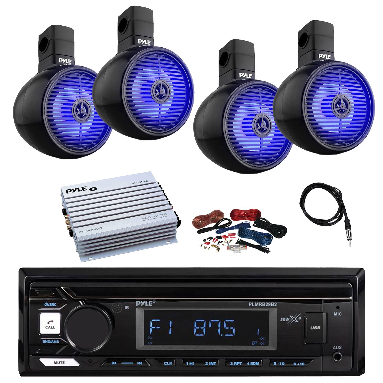 PYLE PYLE PYLE PYLE PYLE O MATEINE anI WWTTS PLURAAHR /SAC CALL BNDAMS IR PYLE FI I > 30 PLMRB29B2 sOw 875 :  BT C 4 USB MIC AUX MUTE H M CLK 1 HI 2 INT 3 RPT 4 SDM . 3-10 . +10