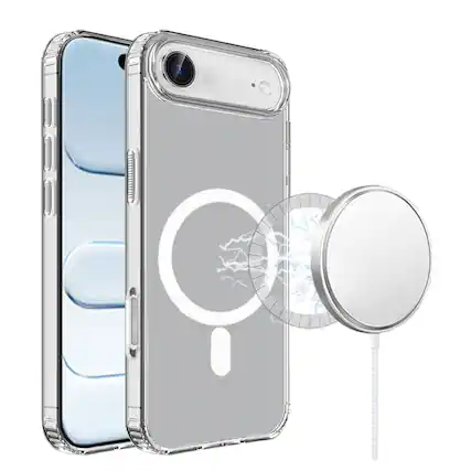 Front. Kitcheniva - Transparent Phone Case With Magnetic Circle Tempered Glass For iPhone Air - Clear.