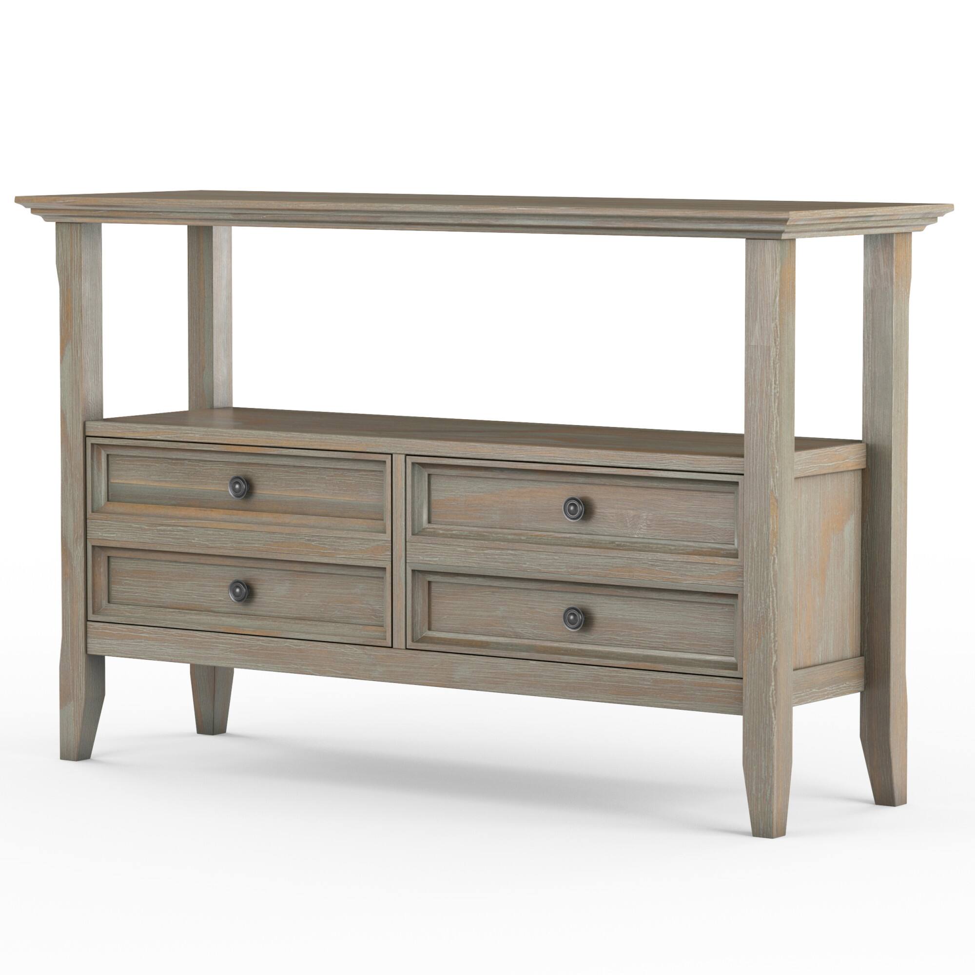 Angle. Simpli Home - Amherst Console Sofa Table - Distressed Grey.