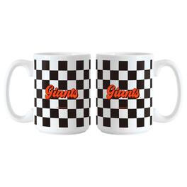 Logo Brands - San Francisco Giants 2-Pack 15oz. Checkered Wordmark Mug Set - Multicolor