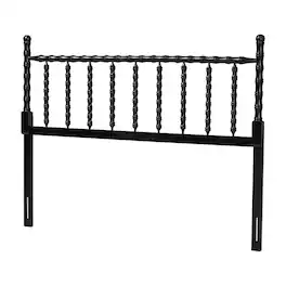 Baxton Studio - Edaline Bamboo Motif Headboard - Crafted Wood Panel with Decorative Turned Spindle Design for Boho Costal Bedroom, Full - Black