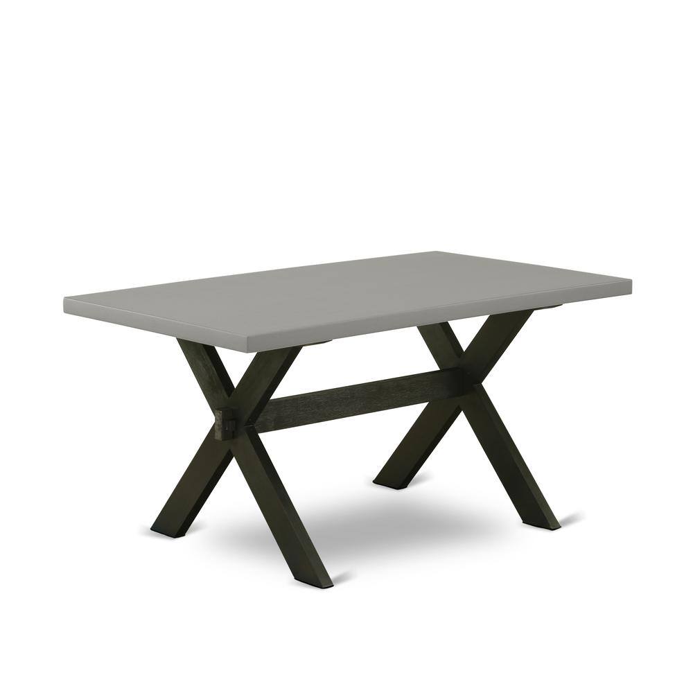 Left. East West Furniture - East West Furniture X696GA124-6 6-Pc Dining Table Set - 4 Dining Chairs, a Dining Bench Cement Top and 1 Modern Cement - Multi-Color.