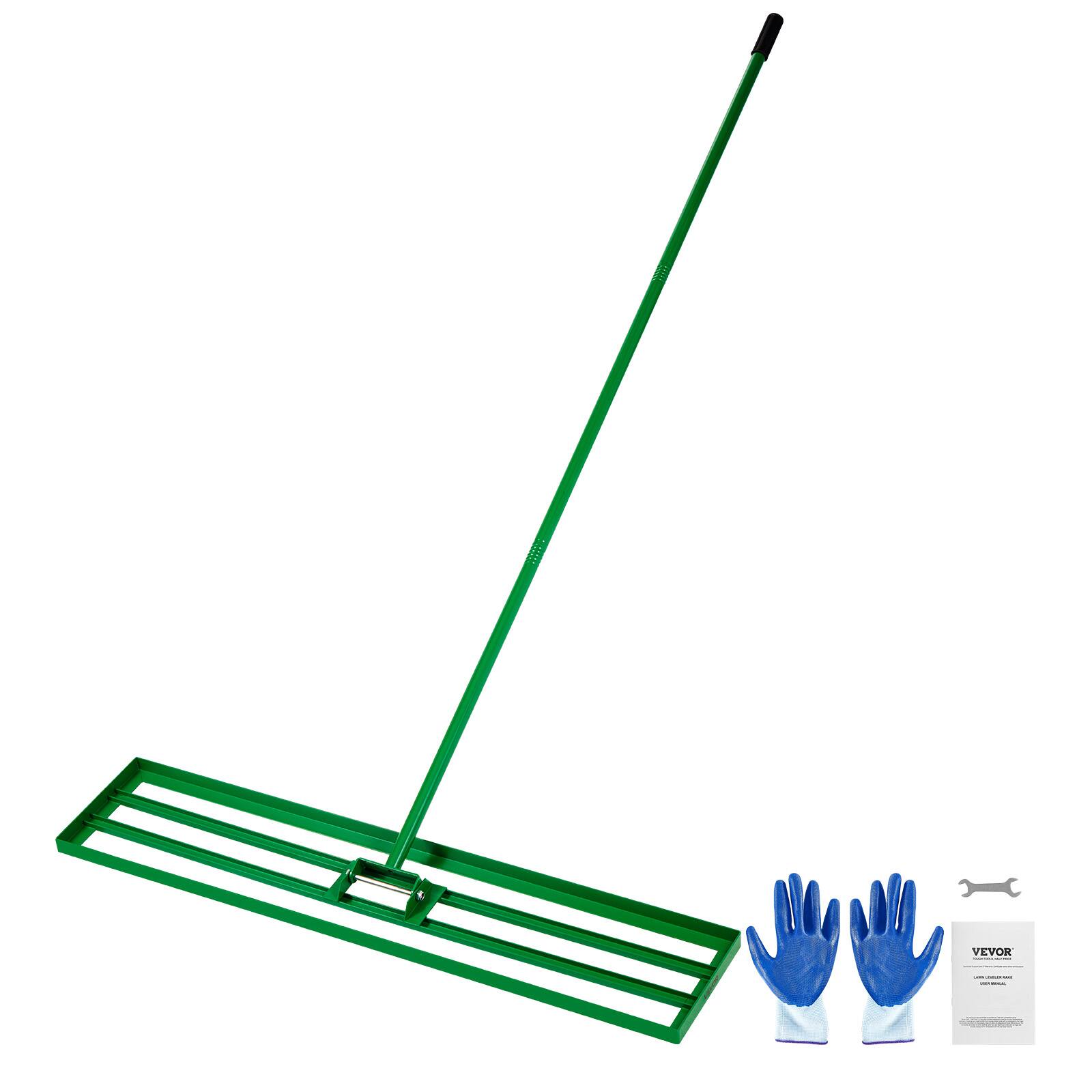 Alt View 5. VEVOR - Lawn Leveling Rake, 48"x10" Level Lawn Tool, Heavy-duty Lawn Leveler with 78" Steel Extended Handle, Yard Leveling Rake - Green.